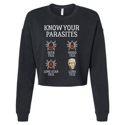 Anti Biden Know Your Parasites Lunatic Impeach Joe Biden Cropped Pullover Crew