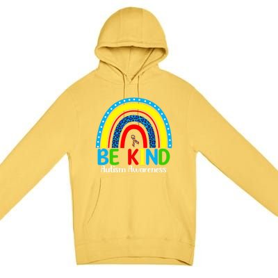 Autism Be Kind Rainbow Kindness Autism Awareness Month Gift Premium Pullover Hoodie