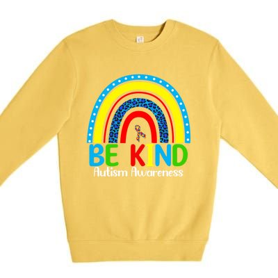 Autism Be Kind Rainbow Kindness Autism Awareness Month Gift Premium Crewneck Sweatshirt