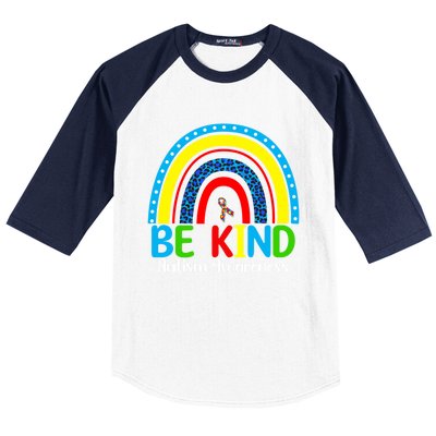 Autism Be Kind Rainbow Kindness Autism Awareness Month Gift Baseball Sleeve Shirt