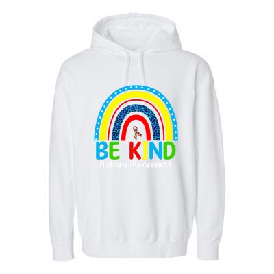 Autism Be Kind Rainbow Kindness Autism Awareness Month Gift Garment-Dyed Fleece Hoodie