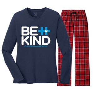 Autism Be Kind - Be Kind Autism Awareness Women's Long Sleeve Flannel Pajama Set 