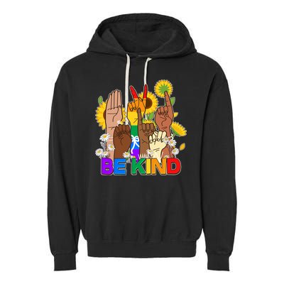 ASL Be Kind Sign Language Garment-Dyed Fleece Hoodie