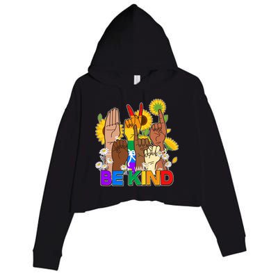 ASL Be Kind Sign Language Crop Fleece Hoodie