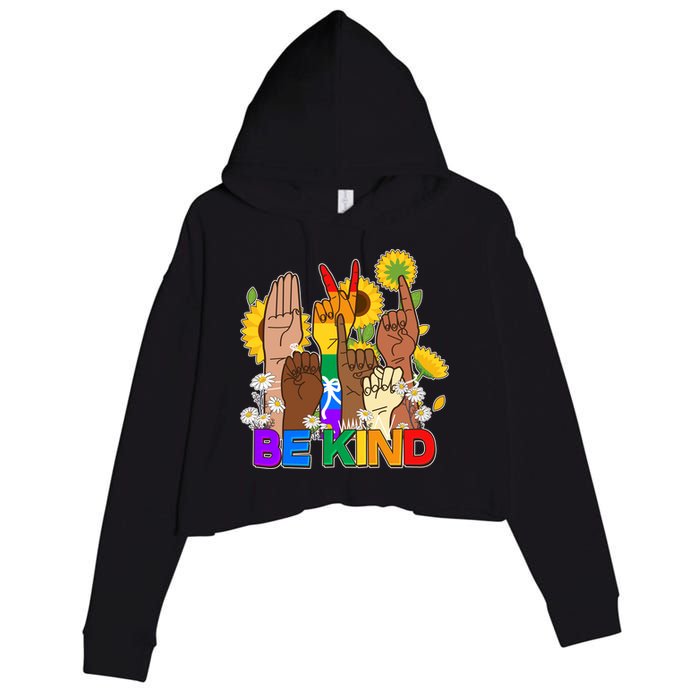 ASL Be Kind Sign Language Crop Fleece Hoodie