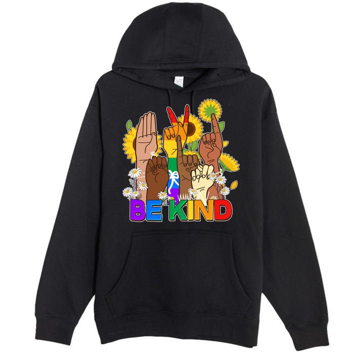 ASL Be Kind Sign Language Premium Pullover Hoodie