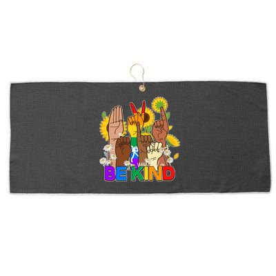ASL Be Kind Sign Language Large Microfiber Waffle Golf Towel