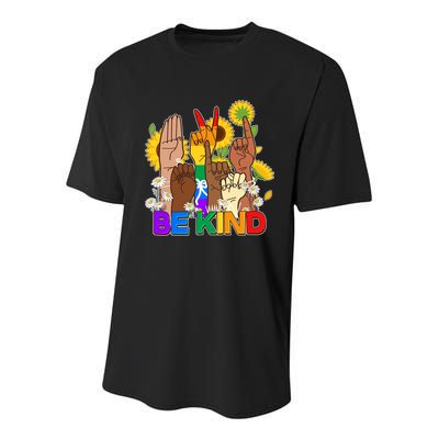 ASL Be Kind Sign Language Youth Performance Sprint T-Shirt