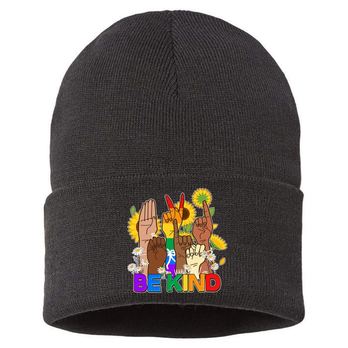ASL Be Kind Sign Language Sustainable Knit Beanie