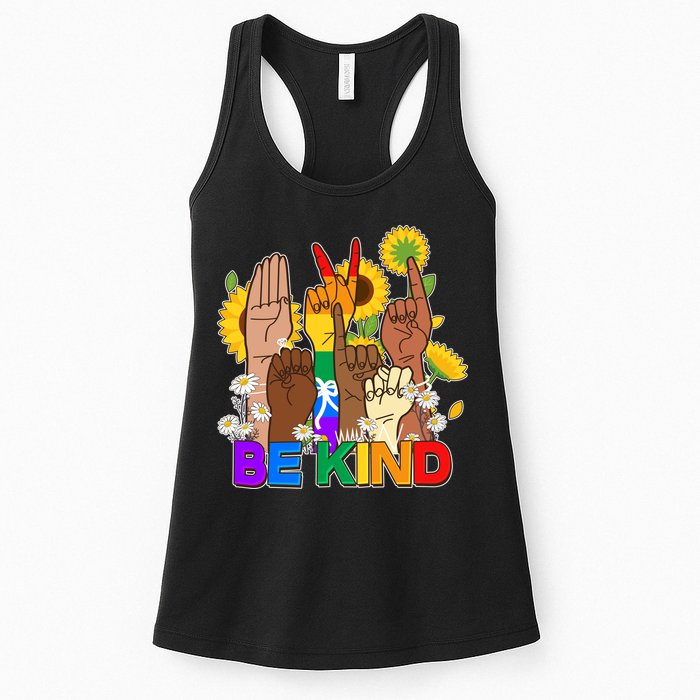 ASL Be Kind Sign Language Womens Tank Top