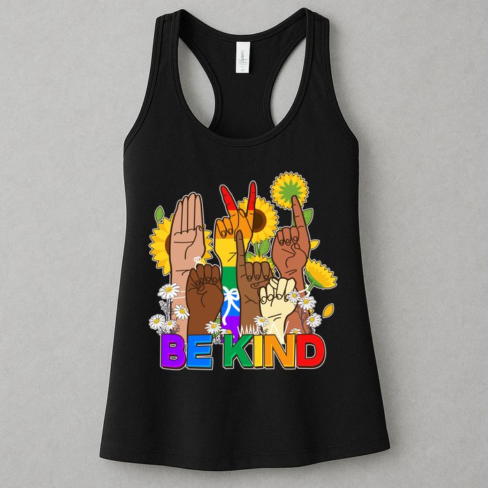 ASL Be Kind Sign Language Womens Tank Top