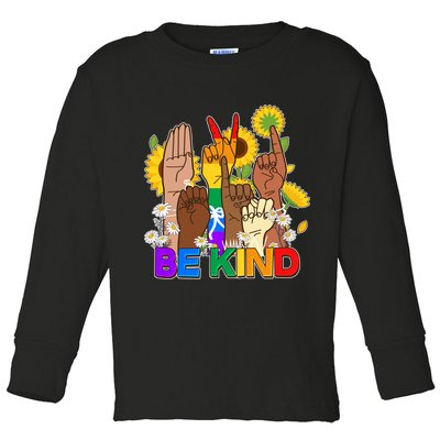 ASL Be Kind Sign Language Toddler Long Sleeve Shirt