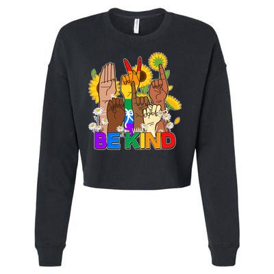 ASL Be Kind Sign Language Cropped Pullover Crew