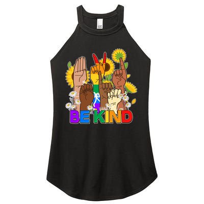 ASL Be Kind Sign Language Women's Perfect Tri Rocker Tank