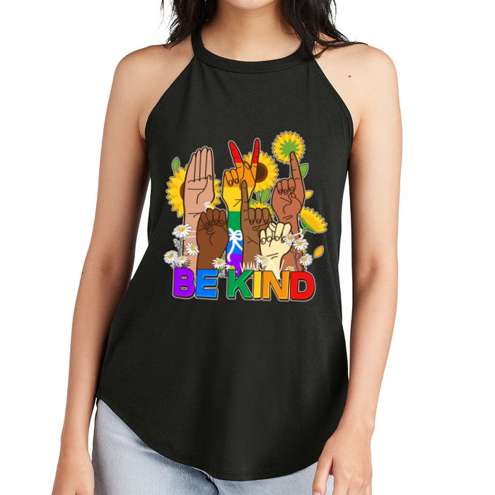 ASL Be Kind Sign Language Women's Perfect Tri Rocker Tank
