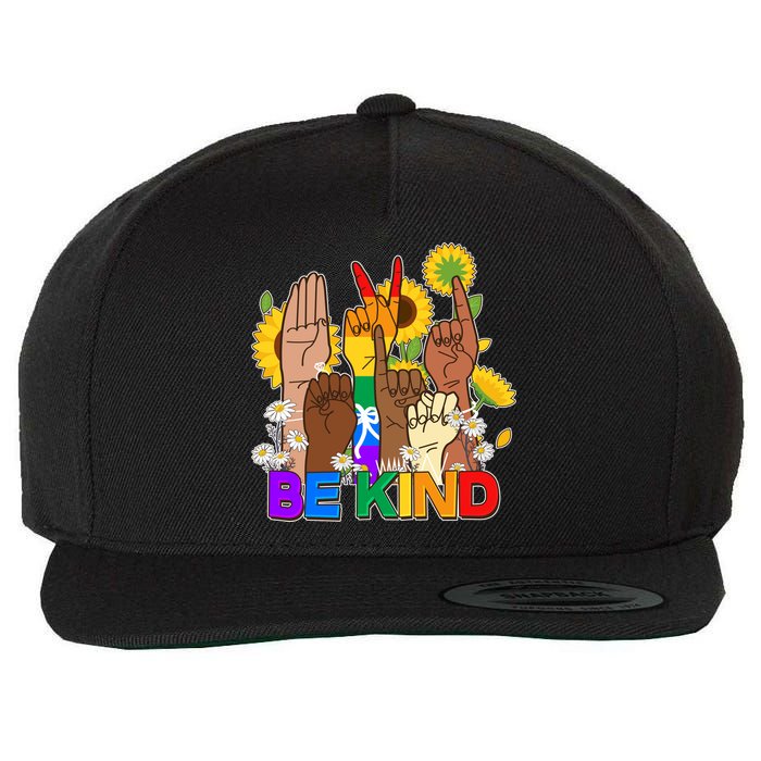 ASL Be Kind Sign Language Wool Snapback Cap