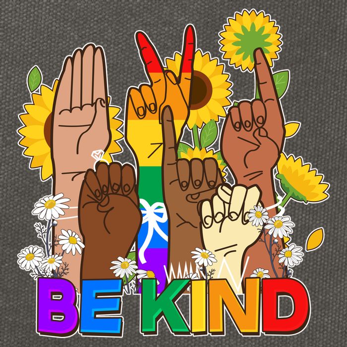 ASL Be Kind Sign Language Cotton Canvas Backpack