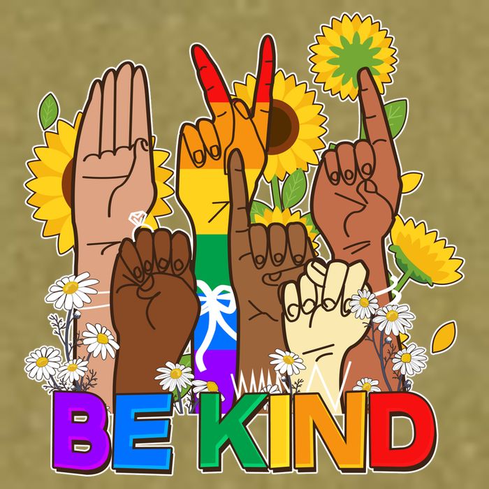 ASL Be Kind Sign Language Garment-Dyed Women's Muscle Tee