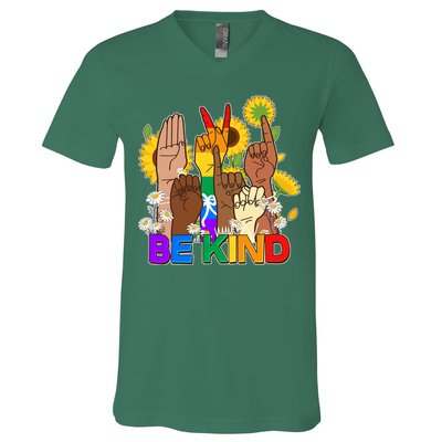 ASL Be Kind Sign Language V-Neck T-Shirt