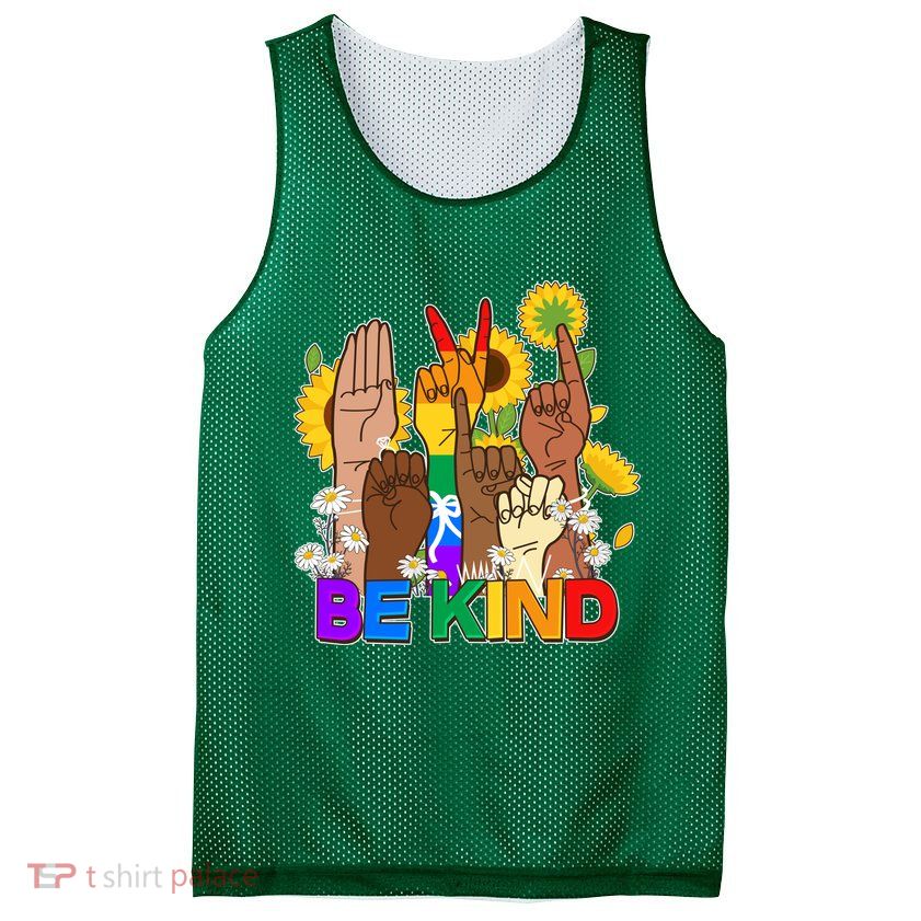 ASL Be Kind Sign Language Mesh Reversible Basketball Jersey Tank