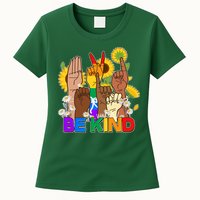 ASL Be Kind Sign Language Womens T-Shirt
