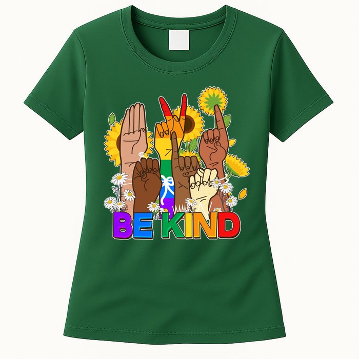 ASL Be Kind Sign Language Womens T-Shirt