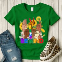 ASL Be Kind Sign Language Womens T-Shirt