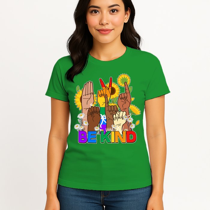 ASL Be Kind Sign Language Womens T-Shirt
