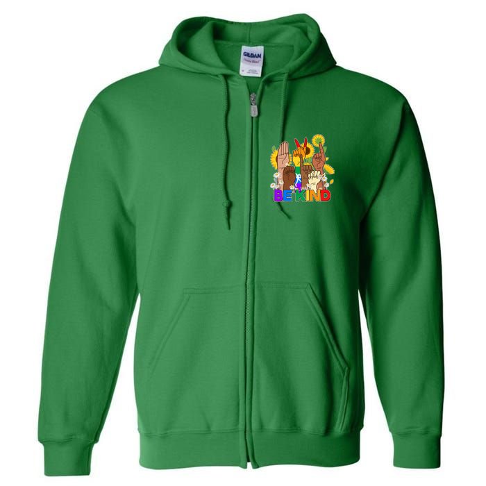 ASL Be Kind Sign Language Full Zip Hoodie