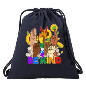 ASL Be Kind Sign Language Drawstring Bag