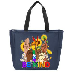 ASL Be Kind Sign Language Zip Tote Bag