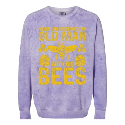 Apiary Bee Keeper An Old Man With His Bees Beekeeping Colorblast Crewneck Sweatshirt