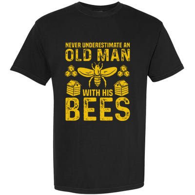 Apiary Bee Keeper An Old Man With His Bees Beekeeping Garment-Dyed Heavyweight T-Shirt