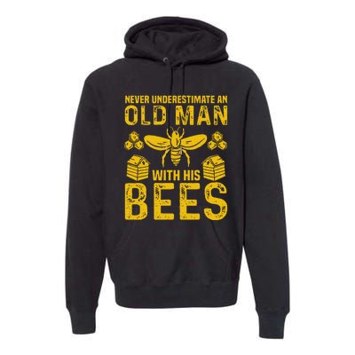 Apiary Bee Keeper An Old Man With His Bees Beekeeping Premium Hoodie