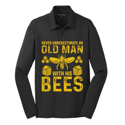 Apiary Bee Keeper An Old Man With His Bees Beekeeping Silk Touch Performance Long Sleeve Polo