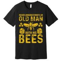 Apiary Bee Keeper An Old Man With His Bees Beekeeping Premium T-Shirt