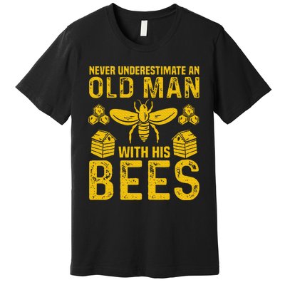 Apiary Bee Keeper An Old Man With His Bees Beekeeping Premium T-Shirt