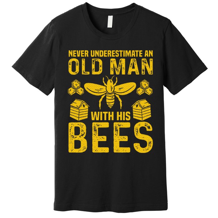 Apiary Bee Keeper An Old Man With His Bees Beekeeping Premium T-Shirt