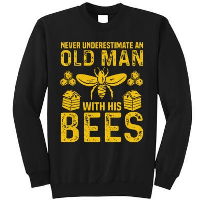 Apiary Bee Keeper An Old Man With His Bees Beekeeping Tall Sweatshirt