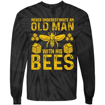 Apiary Bee Keeper An Old Man With His Bees Beekeeping Tie-Dye Long Sleeve Shirt