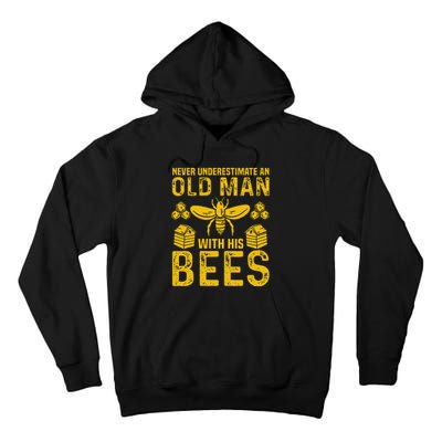 Apiary Bee Keeper An Old Man With His Bees Beekeeping Tall Hoodie