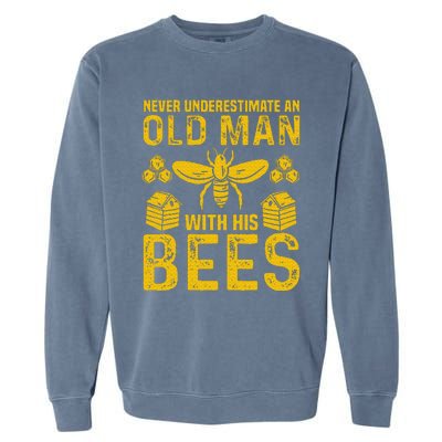 Apiary Bee Keeper An Old Man With His Bees Beekeeping Garment-Dyed Sweatshirt