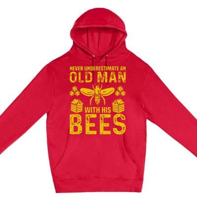 Apiary Bee Keeper An Old Man With His Bees Beekeeping Premium Pullover Hoodie