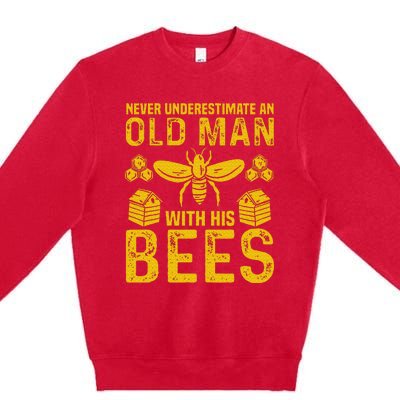 Apiary Bee Keeper An Old Man With His Bees Beekeeping Premium Crewneck Sweatshirt