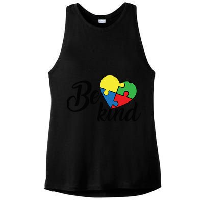 Autism, Be Kind Heart, Autism Awareness Ladies PosiCharge Tri-Blend Wicking Tank