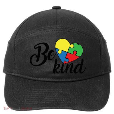 Autism, Be Kind Heart, Autism Awareness 7-Panel Snapback Hat