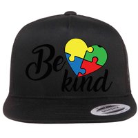 Autism, Be Kind Heart, Autism Awareness Flat Bill Trucker Hat