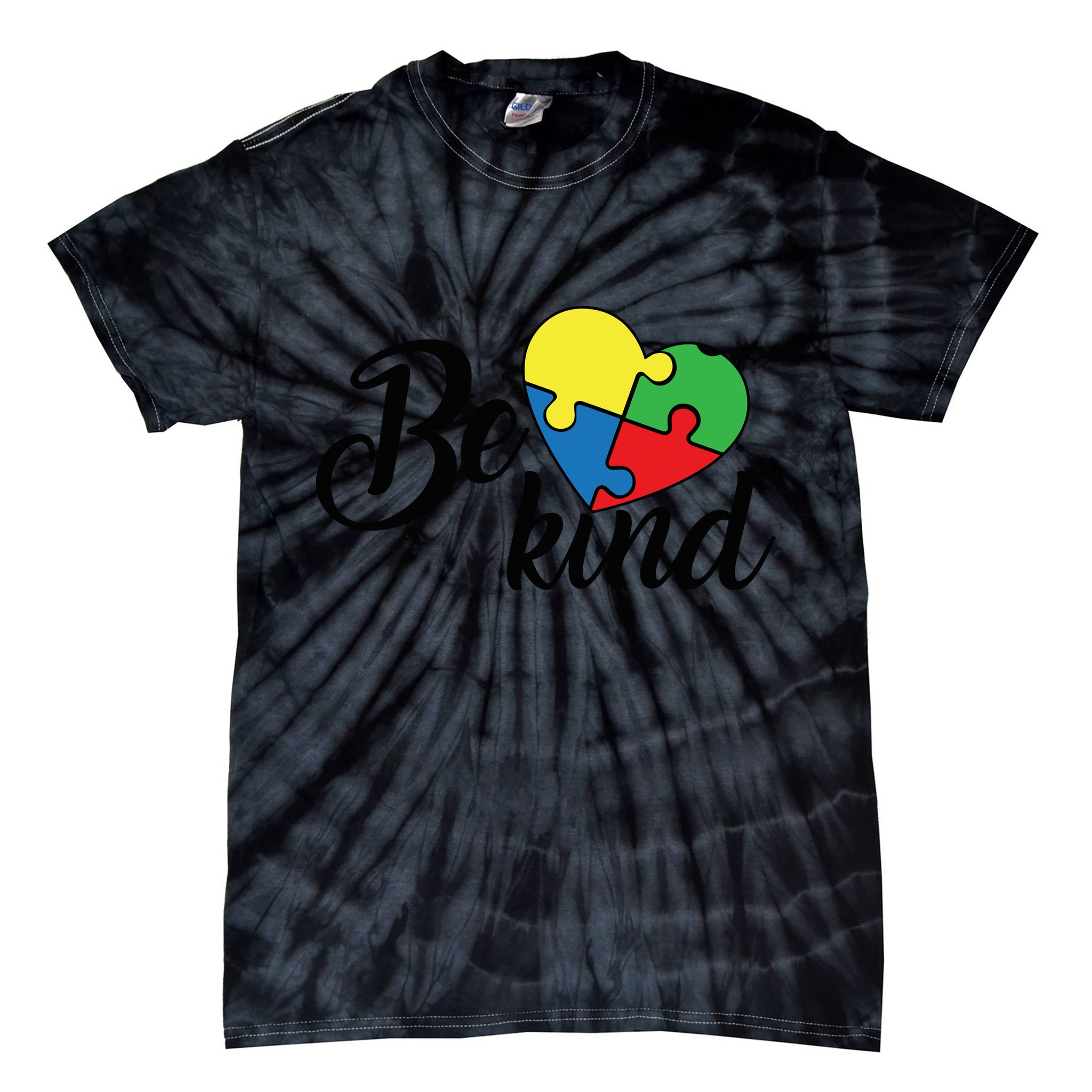 Autism, Be Kind Heart, Autism Awareness Tie-Dye T-Shirt