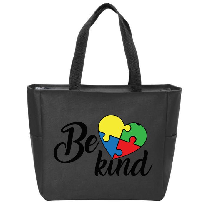 Autism, Be Kind Heart, Autism Awareness Zip Tote Bag
