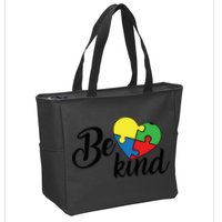 Autism, Be Kind Heart, Autism Awareness Zip Tote Bag